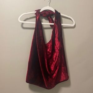 Ramy Brook NWT Burgundy Velvet Multi Way Convertible Halter Top